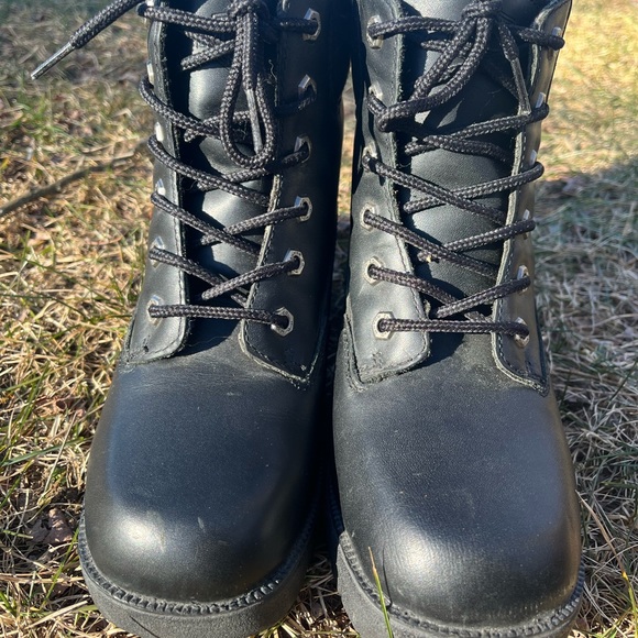NWOB Vintage 90s Harley-Davidson Lace Up Boots 🖤🧡 - Picture 6 of 8